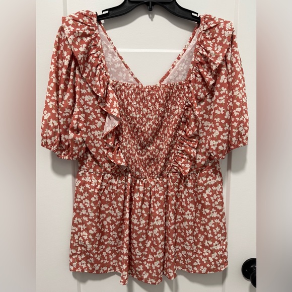 Heyson Floral Ruffle Blouse - Rust Color - Picture 3 of 4